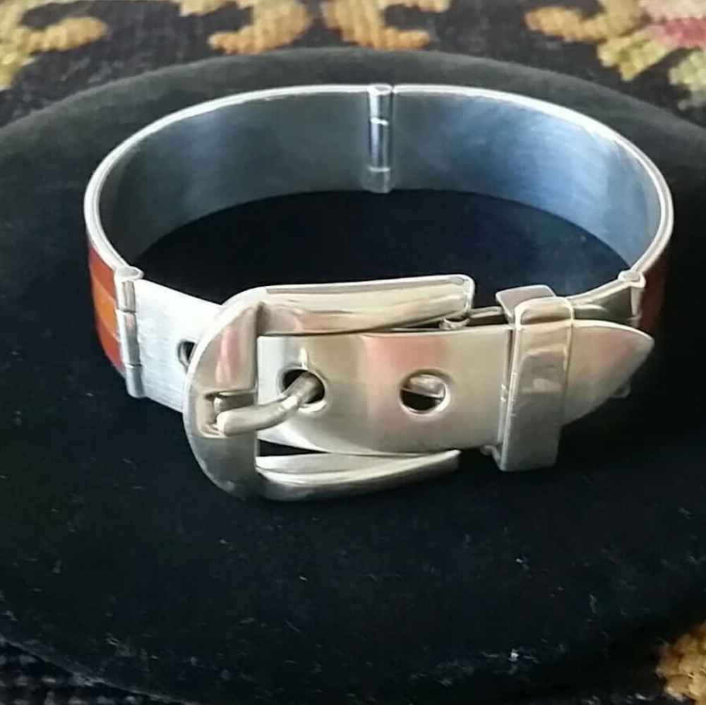 Gucci Vintg Sterling Enamel Buckle  Bracelet. - Picture 3 of 7